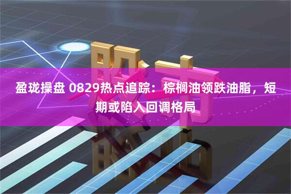 盈珑操盘 0829热点追踪：棕榈油领跌油脂，短期或陷入回调格局